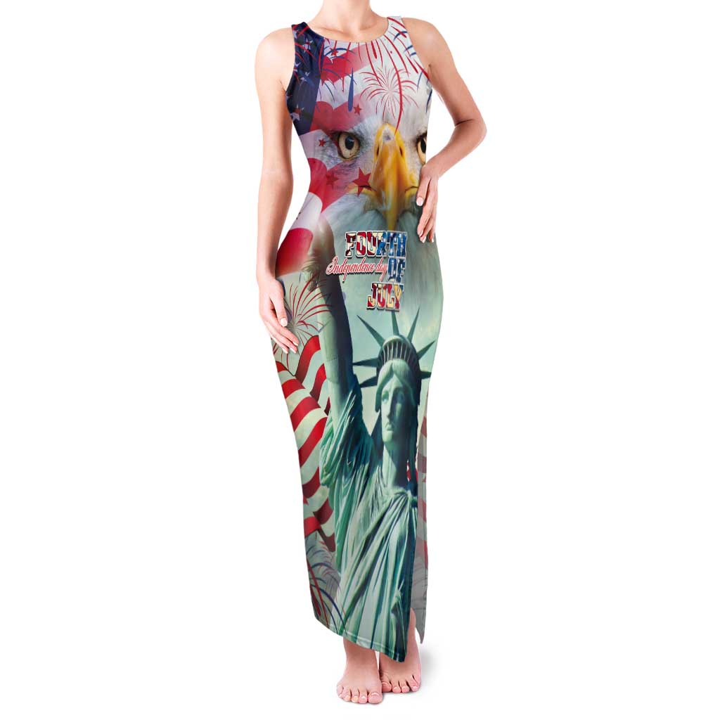 Personalized 4th of July USA Statue of Liberty Tank Maxi Dress Happy Independence Day - Wonder Print Shop