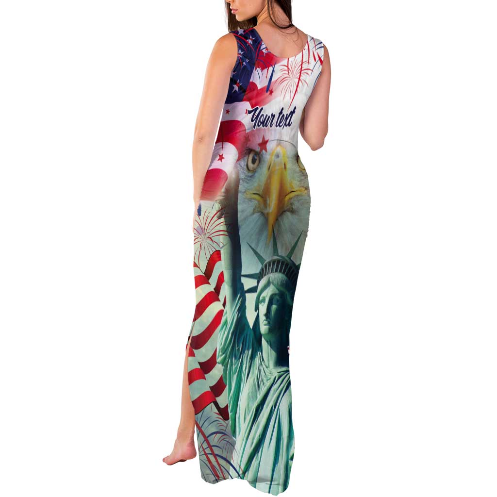 Personalized 4th of July USA Statue of Liberty Tank Maxi Dress Happy Independence Day - Wonder Print Shop