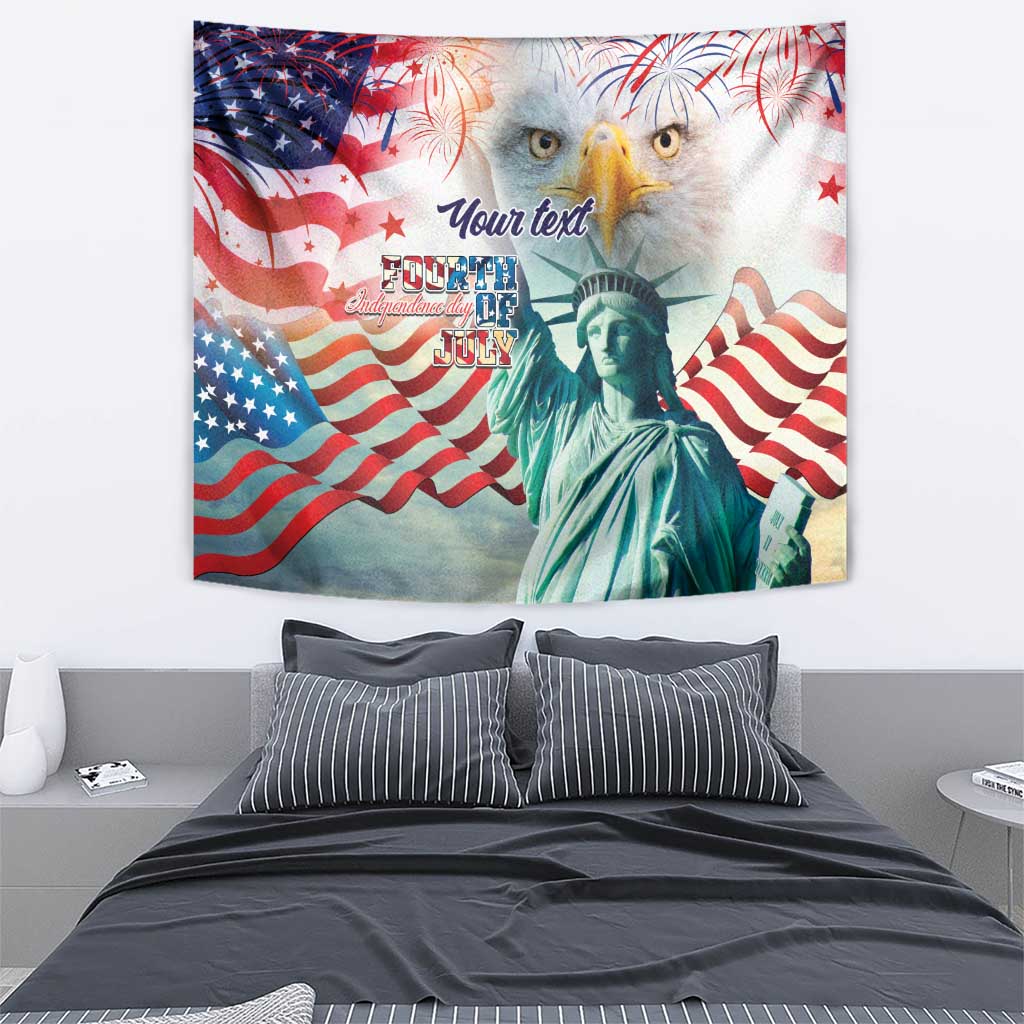 Personalized 4th of July USA Statue of Liberty Tapestry Happy Independence Day - Wonder Print Shop