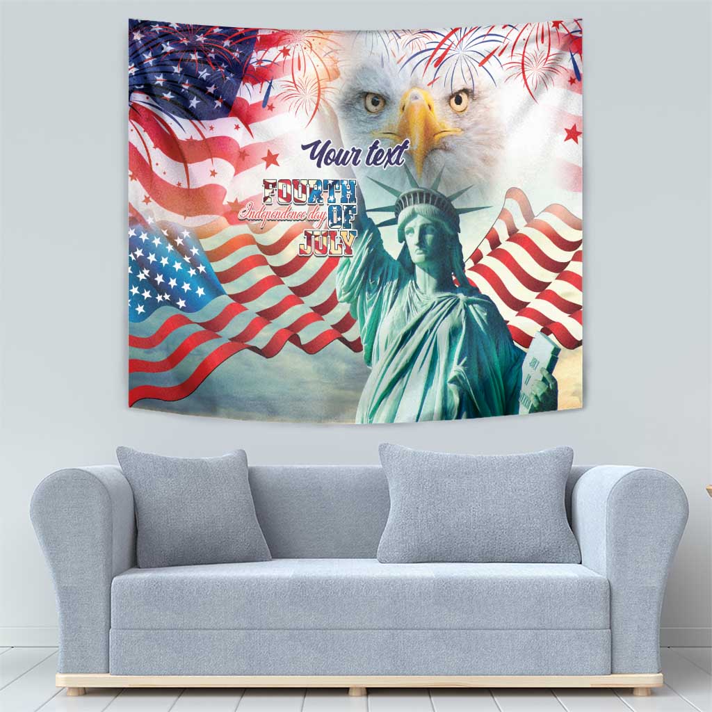 Personalized 4th of July USA Statue of Liberty Tapestry Happy Independence Day - Wonder Print Shop