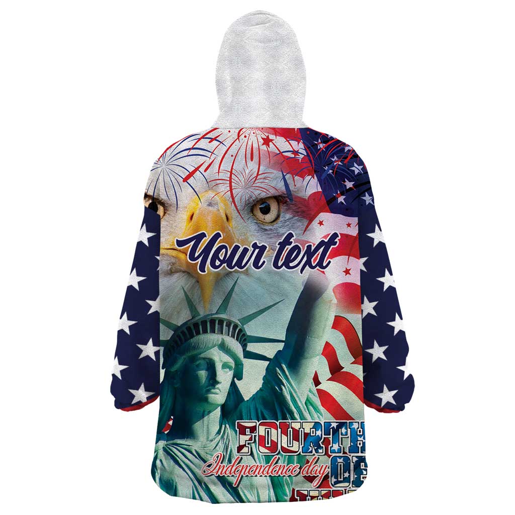 Personalized 4th of July USA Statue of Liberty Wearable Blanket Hoodie Happy Independence Day - Wonder Print Shop