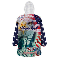 Personalized 4th of July USA Statue of Liberty Wearable Blanket Hoodie Happy Independence Day - Wonder Print Shop