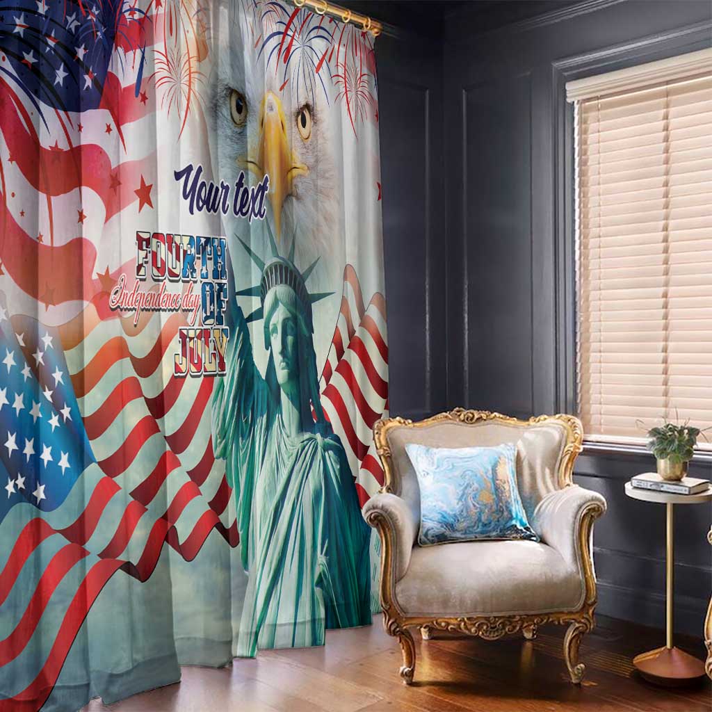 Personalized 4th of July USA Statue of Liberty Window Curtain Happy Independence Day - Wonder Print Shop