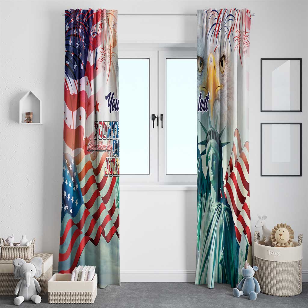 Personalized 4th of July USA Statue of Liberty Window Curtain Happy Independence Day - Wonder Print Shop