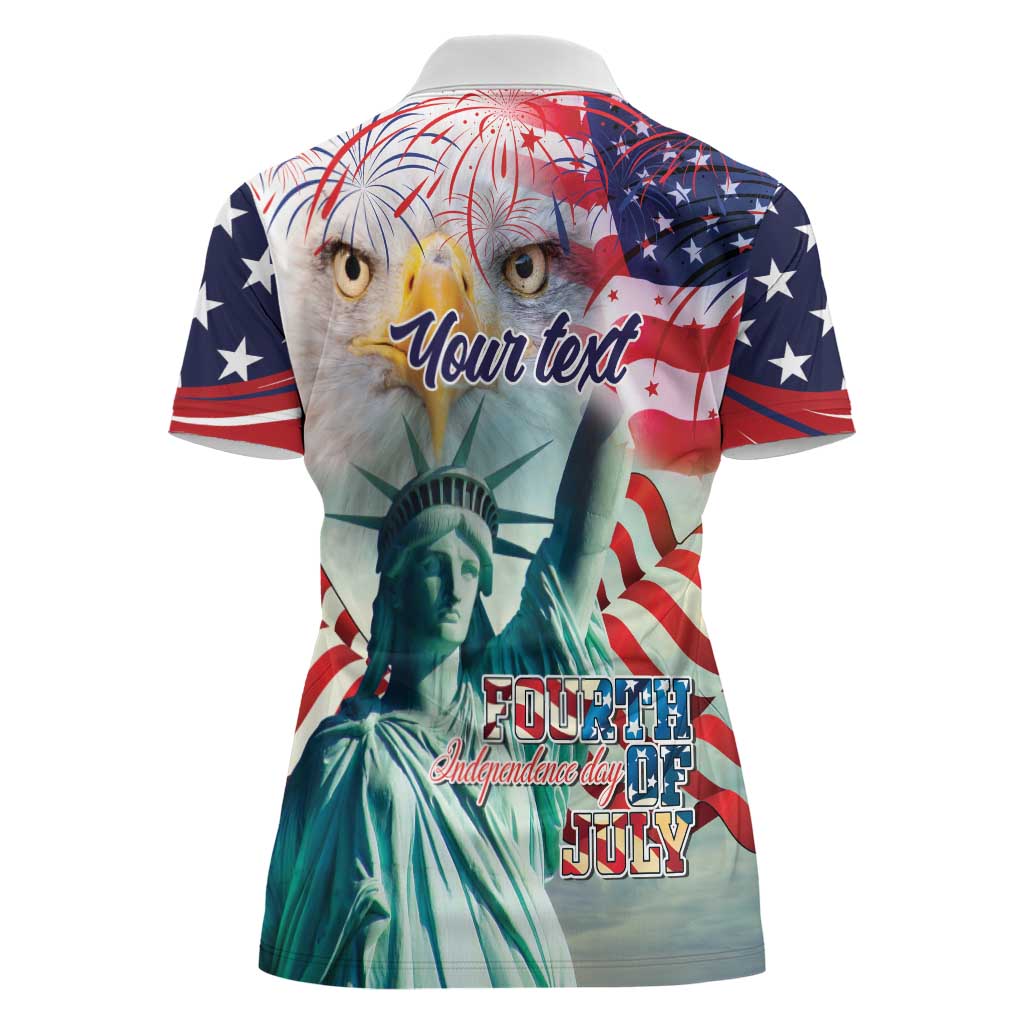 Personalized 4th of July USA Statue of Liberty Women Polo Shirt Happy Independence Day - Wonder Print Shop