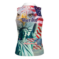 Personalized 4th of July USA Statue of Liberty Women Sleeveless Polo Shirt Happy Independence Day - Wonder Print Shop