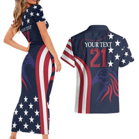 Custom USA Rugby Couples Matching Short Sleeve Bodycon Dress and Hawaiian Shirt The Eagles Summer Paris 2024 LT9 - Wonder Print Shop