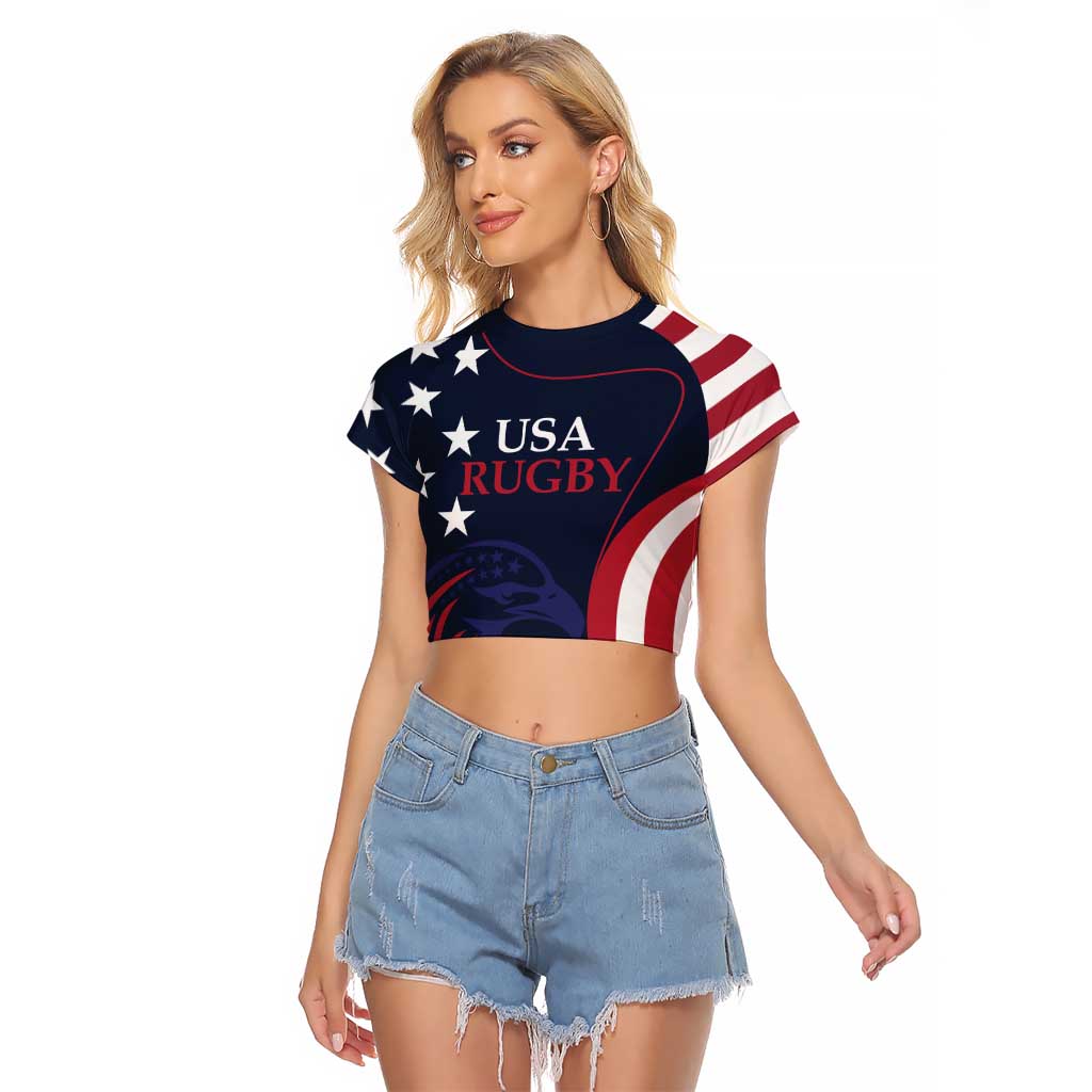 Custom USA Rugby Raglan Cropped T Shirt The Eagles Summer Paris 2024 - Wonder Print Shop