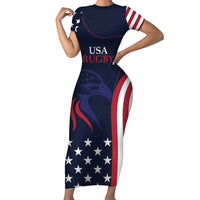 Custom USA Rugby Short Sleeve Bodycon Dress The Eagles Summer Paris 2024 - Wonder Print Shop