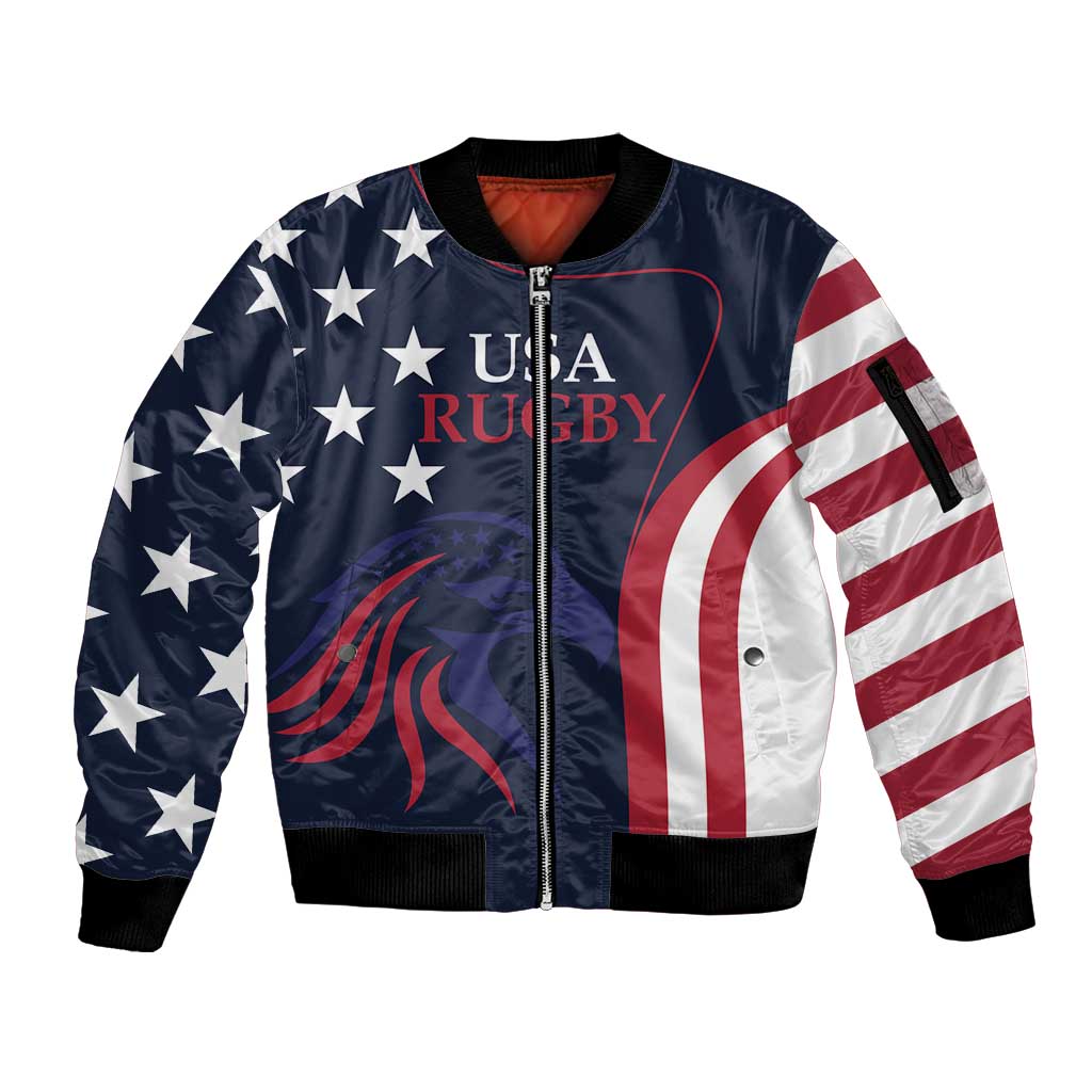 Custom USA Rugby Sleeve Zip Bomber Jacket The Eagles Summer Paris 2024 - Wonder Print Shop