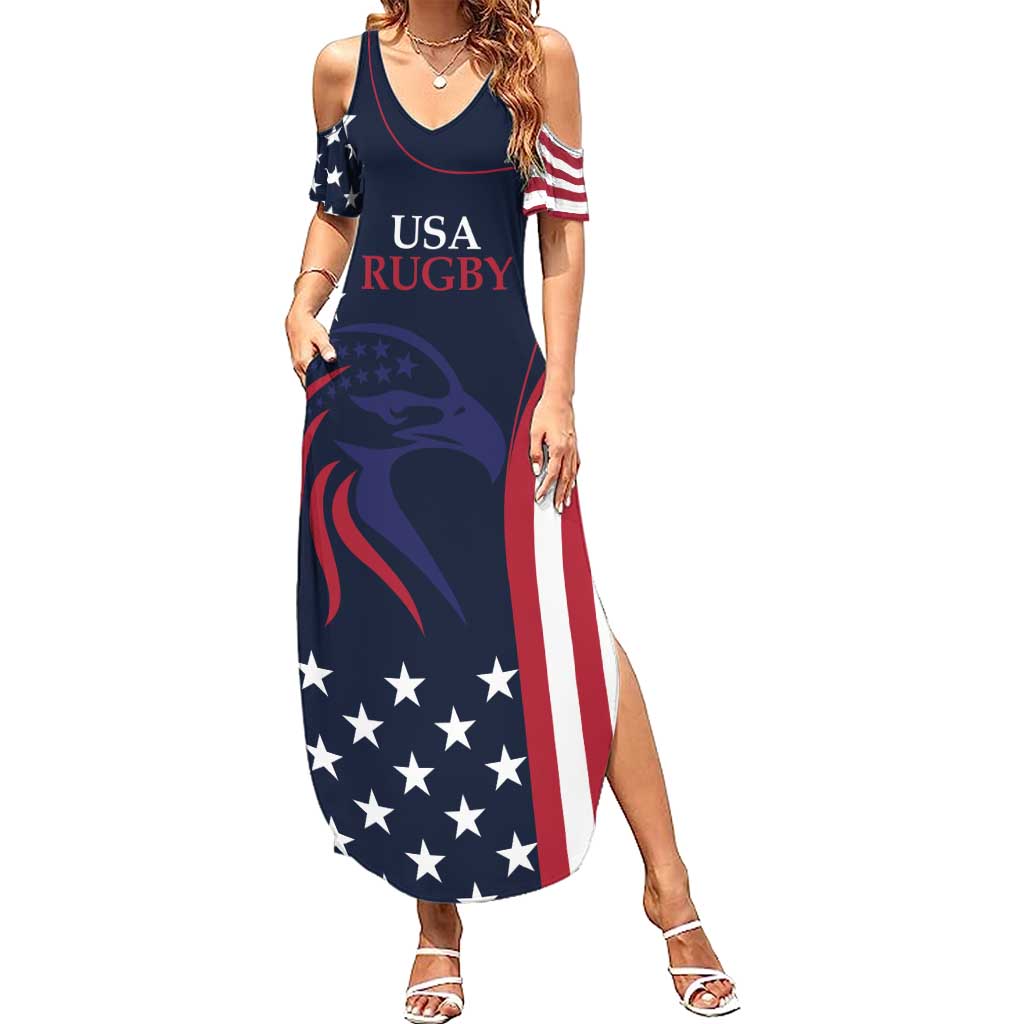 Custom USA Rugby Summer Maxi Dress The Eagles Summer Paris 2024 - Wonder Print Shop