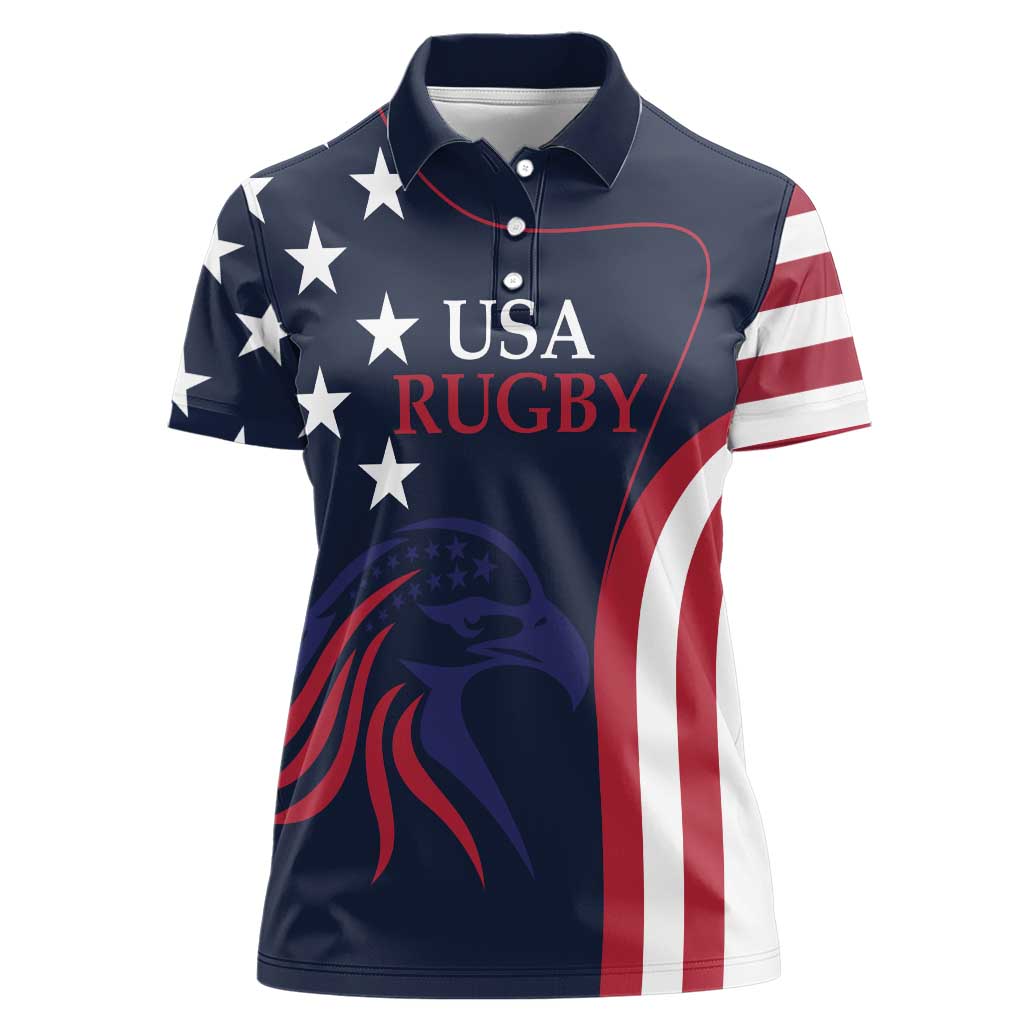 Custom USA Rugby Women Polo Shirt The Eagles Summer Paris 2024 - Wonder Print Shop