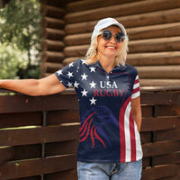 Custom USA Rugby Women Polo Shirt The Eagles Summer Paris 2024 - Wonder Print Shop