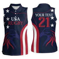 Custom USA Rugby Women Sleeveless Polo Shirt The Eagles Summer Paris 2024 - Wonder Print Shop