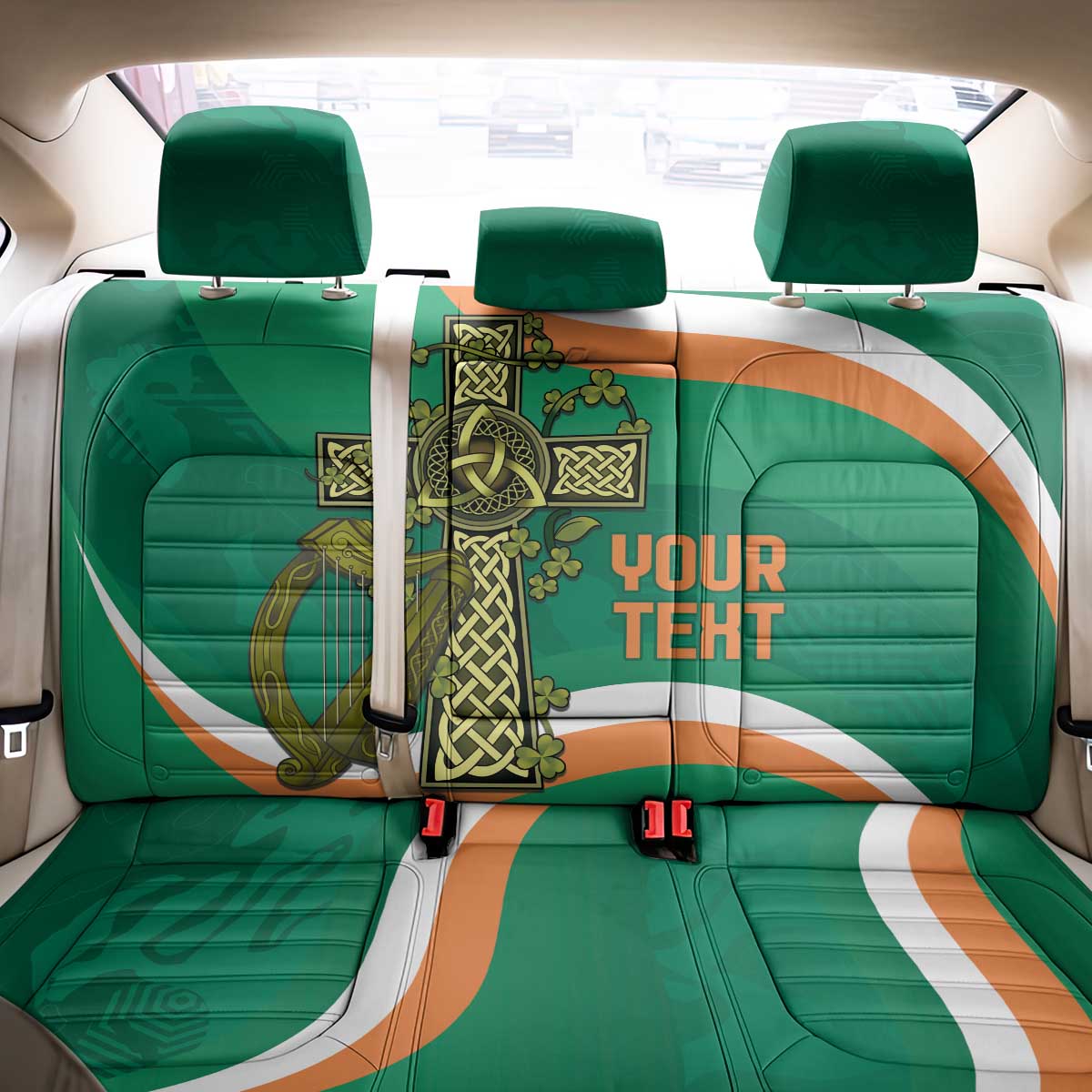 Custom Ireland Rugby Back Car Seat Cover Green Celtic Knot Summer Paris 2024 LT9 - Wonder Print Shop