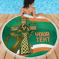 Custom Ireland Rugby Beach Blanket Green Celtic Knot Summer Paris 2024 LT9 - Wonder Print Shop