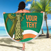 Custom Ireland Rugby Beach Blanket Green Celtic Knot Summer Paris 2024 LT9 - Wonder Print Shop