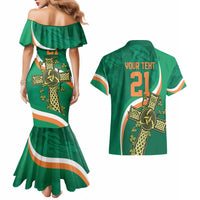 Custom Ireland Rugby Couples Matching Mermaid Dress and Hawaiian Shirt Green Celtic Knot Summer Paris 2024 LT9 - Wonder Print Shop