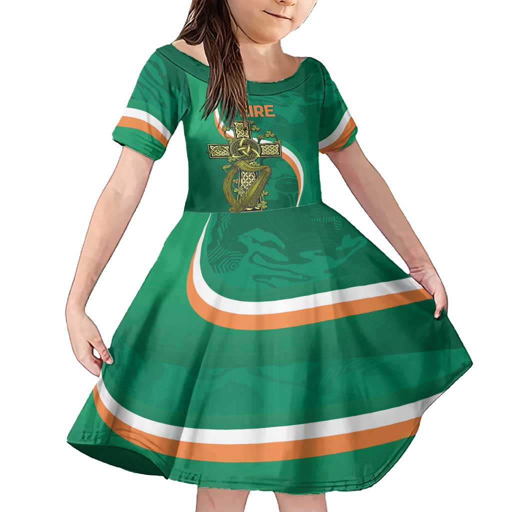 Custom Ireland Rugby Family Matching Short Sleeve Bodycon Dress and Hawaiian Shirt Green Celtic Knot Summer Paris 2024 - Wonder Print Shop