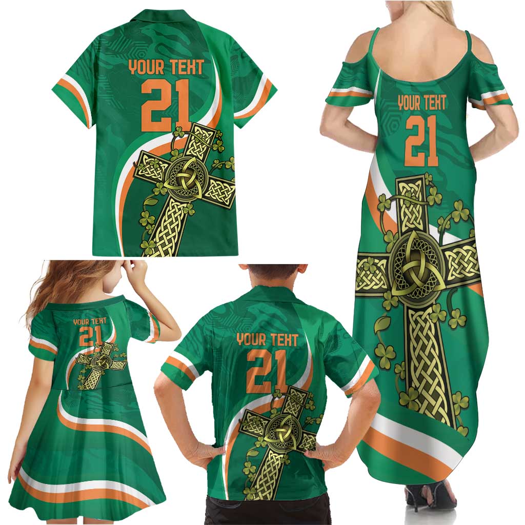 Custom Ireland Rugby Family Matching Summer Maxi Dress and Hawaiian Shirt Green Celtic Knot Summer Paris 2024 - Wonder Print Shop