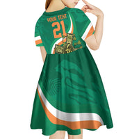 Custom Ireland Rugby Kid Short Sleeve Dress Green Celtic Knot Summer Paris 2024 - Wonder Print Shop