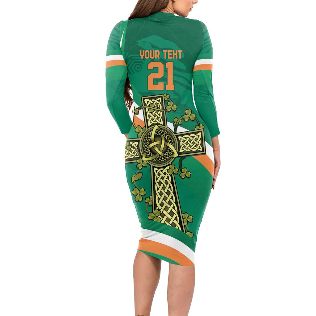 Custom Ireland Rugby Long Sleeve Bodycon Dress Green Celtic Knot Summer Paris 2024 - Wonder Print Shop
