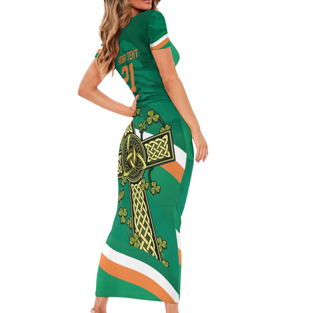 Custom Ireland Rugby Short Sleeve Bodycon Dress Green Celtic Knot Summer Paris 2024 - Wonder Print Shop