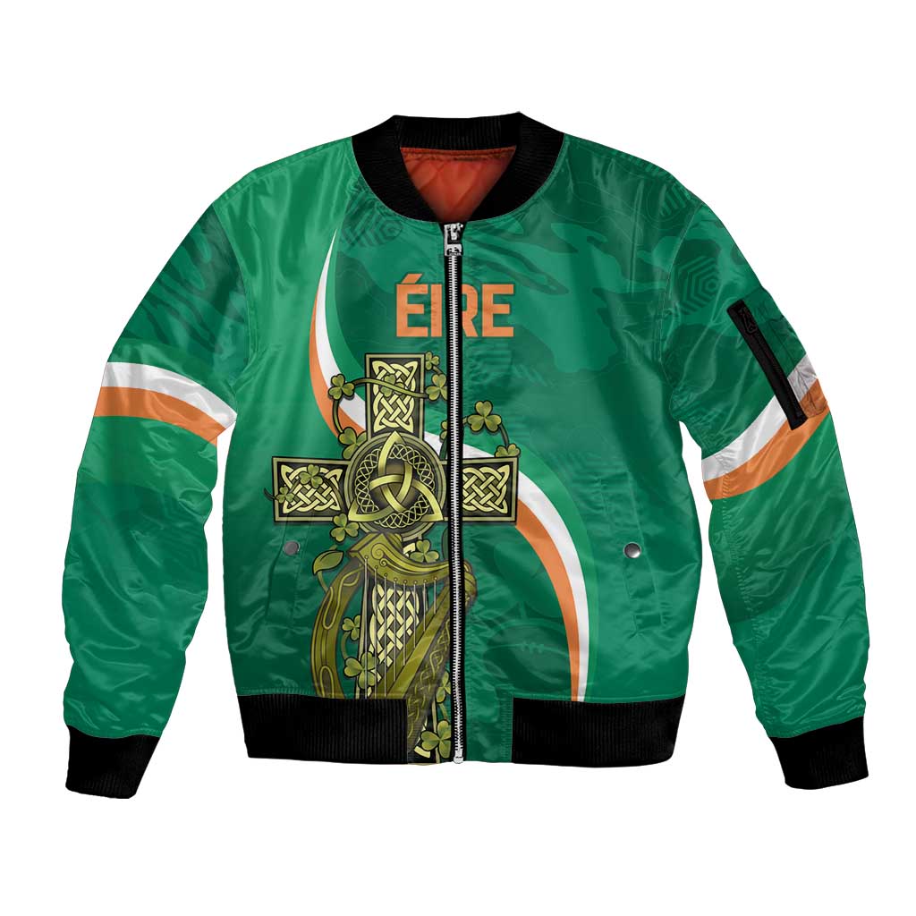 Custom Ireland Rugby Sleeve Zip Bomber Jacket Green Celtic Knot Summer Paris 2024 - Wonder Print Shop