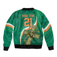 Custom Ireland Rugby Sleeve Zip Bomber Jacket Green Celtic Knot Summer Paris 2024 - Wonder Print Shop