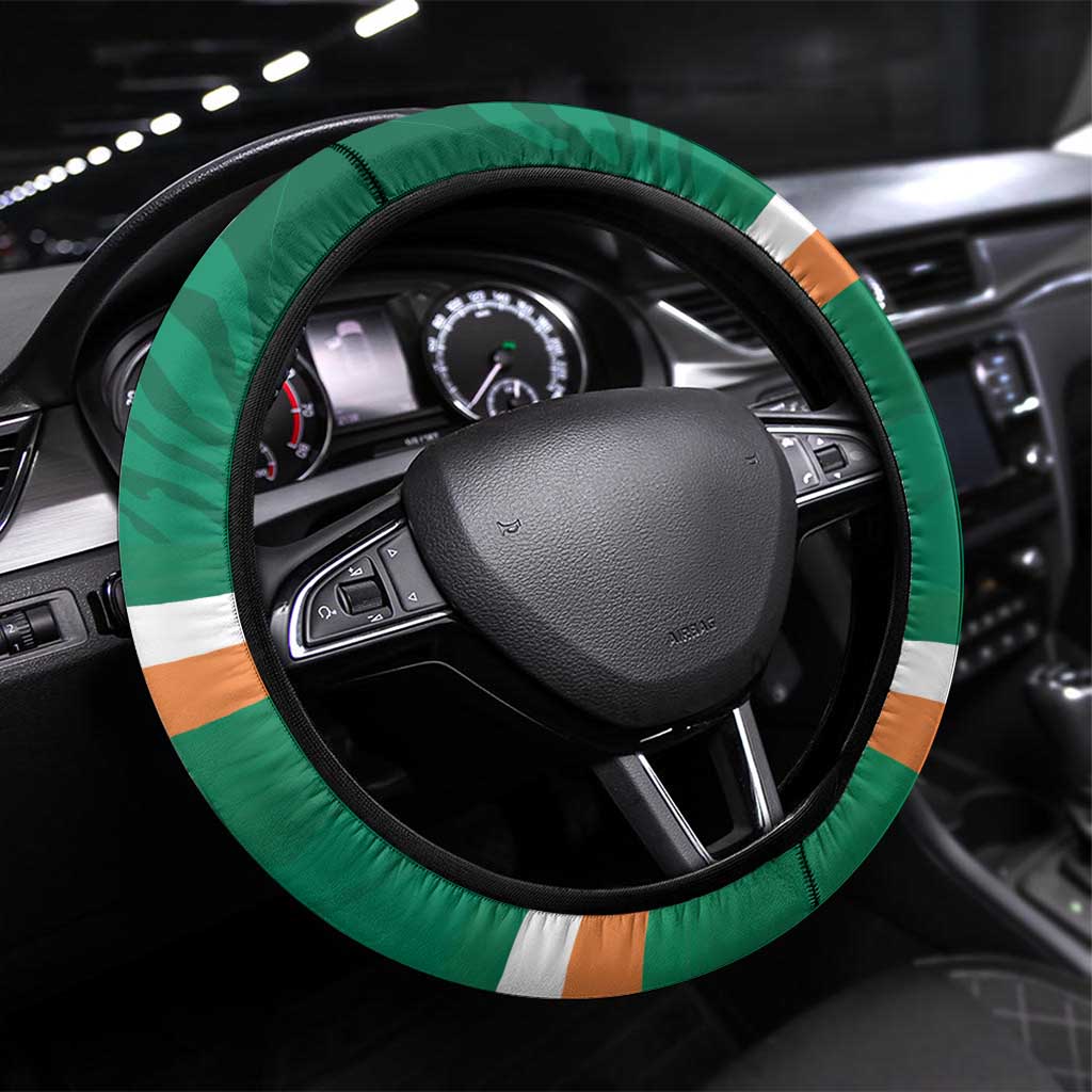 Ireland Rugby Steering Wheel Cover Green Celtic Knot Summer Paris 2024 - Wonder Print Shop