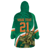 Custom Ireland Rugby Wearable Blanket Hoodie Green Celtic Knot Summer Paris 2024 - Wonder Print Shop