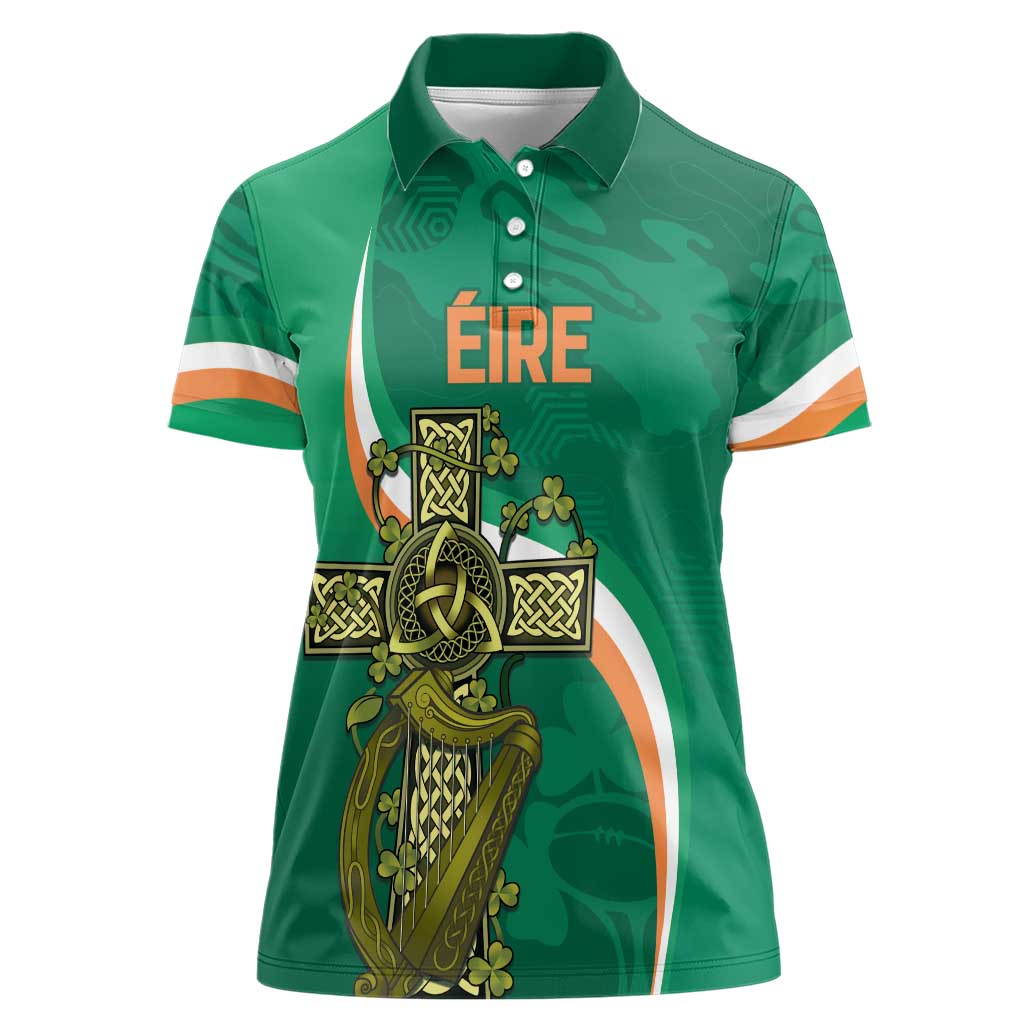 Custom Ireland Rugby Women Polo Shirt Green Celtic Knot Summer Paris 2024 - Wonder Print Shop