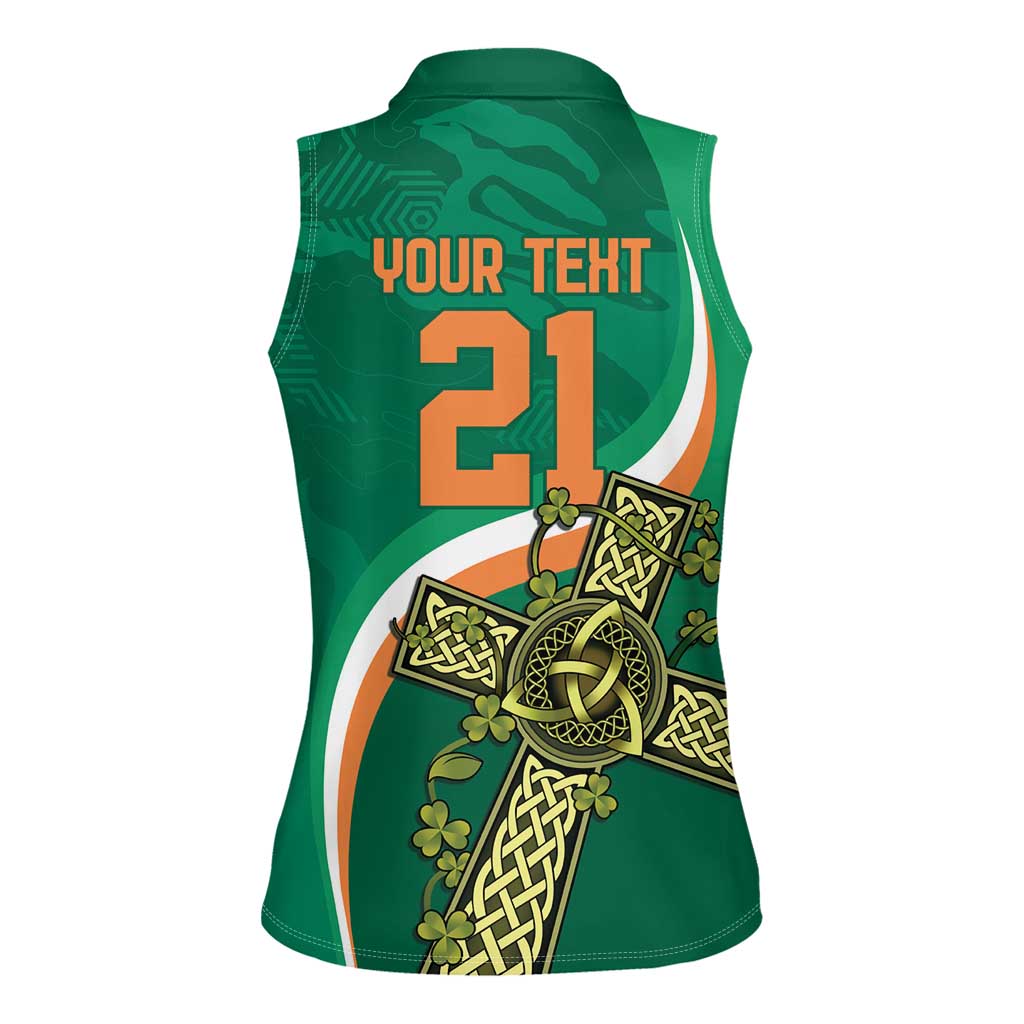 Custom Ireland Rugby Women Sleeveless Polo Shirt Green Celtic Knot Summer Paris 2024 - Wonder Print Shop