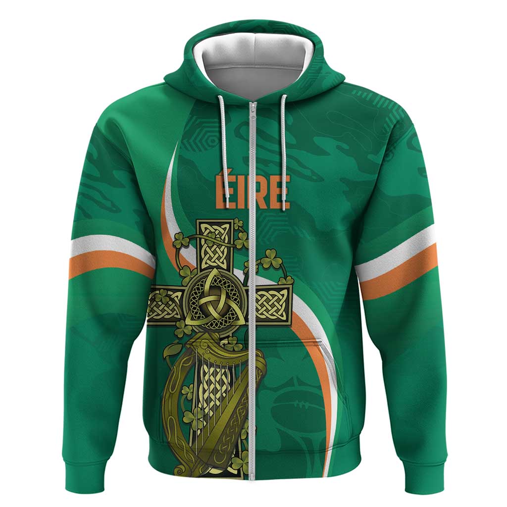 Custom Ireland Rugby Zip Hoodie Green Celtic Knot Summer Paris 2024 - Wonder Print Shop