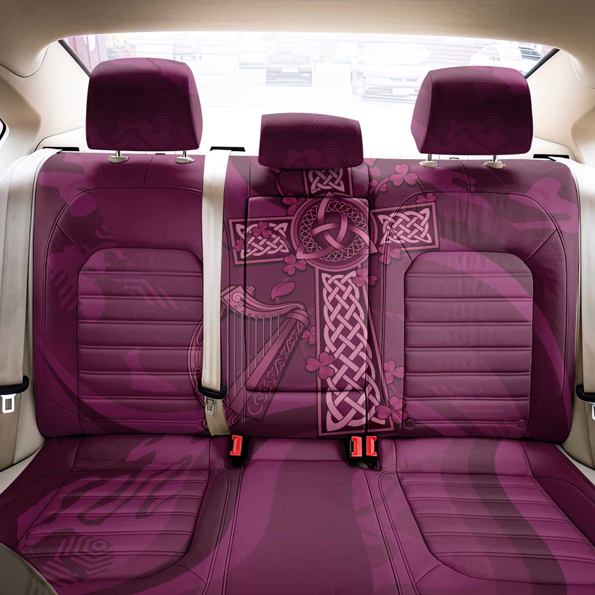 Ireland Rugby Back Car Seat Cover Maroon Celtic Knot Summer Paris 2024 LT9 - Wonder Print Shop