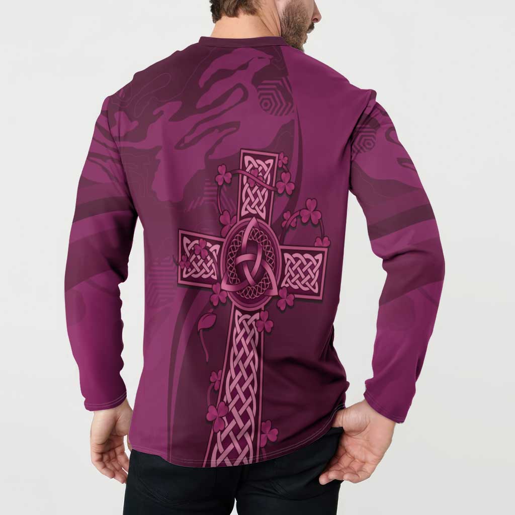 Ireland Rugby Button Sweatshirt Maroon Celtic Knot Summer Paris 2024 LT9 - Wonder Print Shop