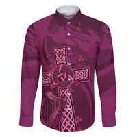 Ireland Rugby Family Matching Off The Shoulder Long Sleeve Dress and Hawaiian Shirt Maroon Celtic Knot Summer Paris 2024 - Wonder Print Shop