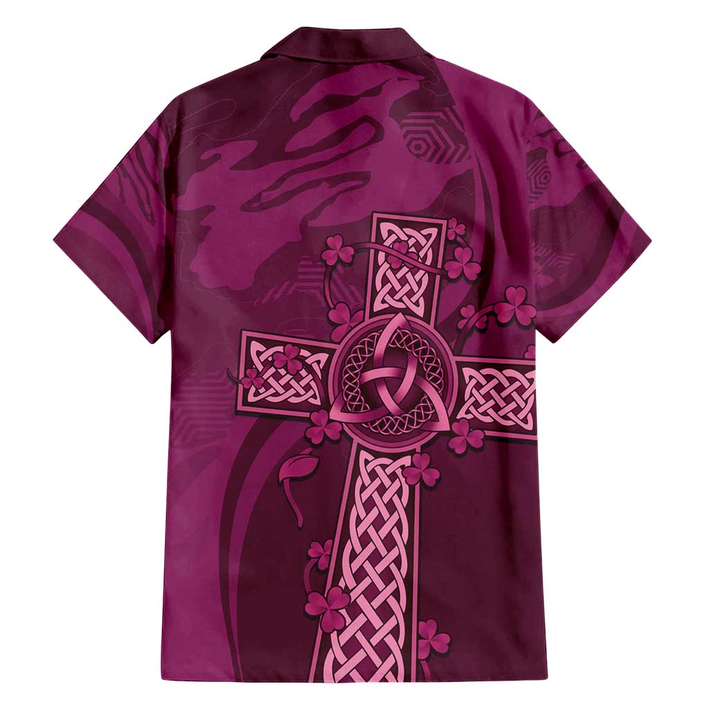 Ireland Rugby Family Matching Off Shoulder Maxi Dress and Hawaiian Shirt Maroon Celtic Knot Summer Paris 2024 LT9 - Wonder Print Shop