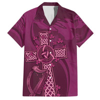 Ireland Rugby Family Matching Off Shoulder Short Dress and Hawaiian Shirt Maroon Celtic Knot Summer Paris 2024 LT9 - Wonder Print Shop