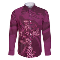 Ireland Rugby Family Matching Puletasi and Hawaiian Shirt Maroon Celtic Knot Summer Paris 2024 - Wonder Print Shop