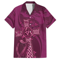 Ireland Rugby Family Matching Short Sleeve Bodycon Dress and Hawaiian Shirt Maroon Celtic Knot Summer Paris 2024 - Wonder Print Shop