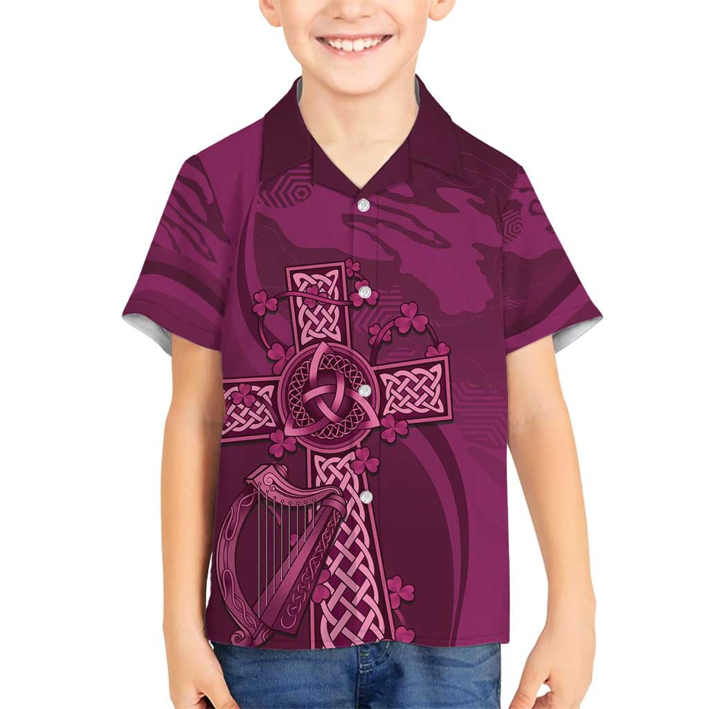 Ireland Rugby Family Matching Tank Maxi Dress and Hawaiian Shirt Maroon Celtic Knot Summer Paris 2024 - Wonder Print Shop