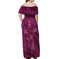 Ireland Rugby Off Shoulder Maxi Dress Maroon Celtic Knot Summer Paris 2024 - Wonder Print Shop