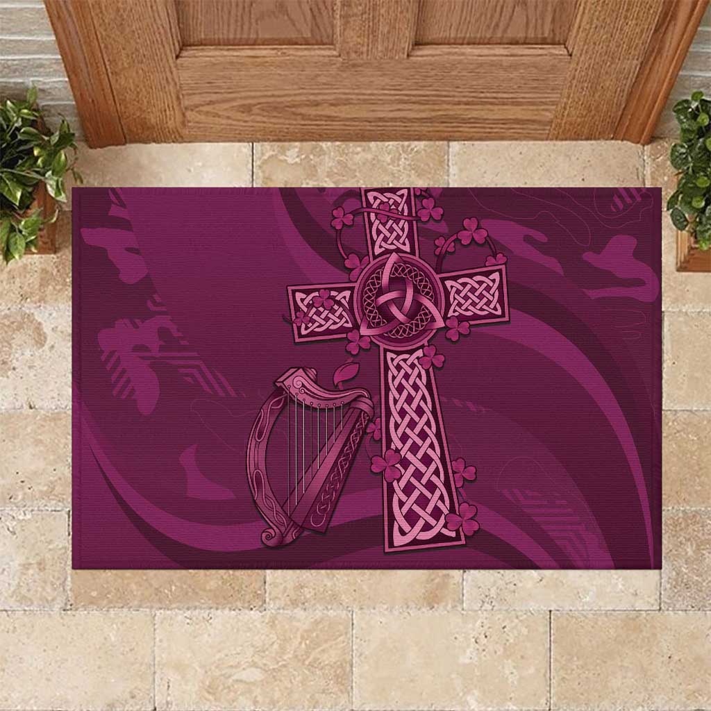 Ireland Rugby Rubber Doormat Maroon Celtic Knot Summer Paris 2024 - Wonder Print Shop