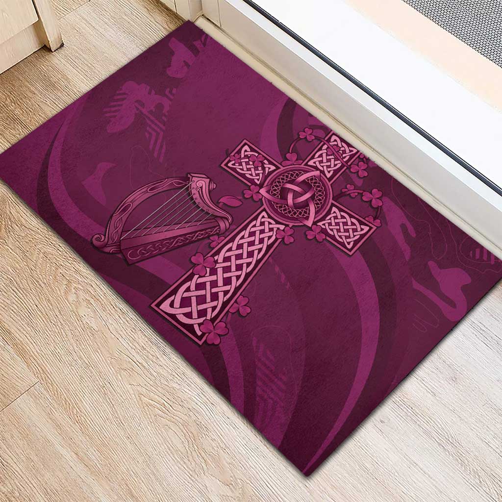 Ireland Rugby Rubber Doormat Maroon Celtic Knot Summer Paris 2024 - Wonder Print Shop