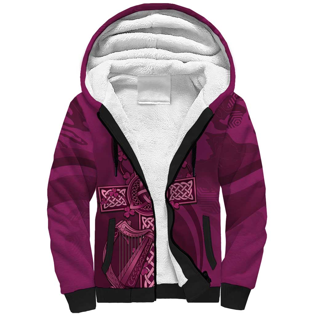 Ireland Rugby Sherpa Hoodie Maroon Celtic Knot Summer Paris 2024 - Wonder Print Shop