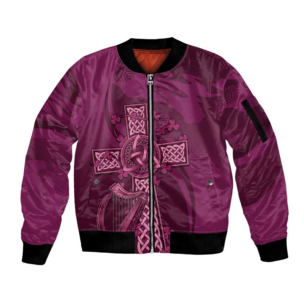 Ireland Rugby Sleeve Zip Bomber Jacket Maroon Celtic Knot Summer Paris 2024 - Wonder Print Shop