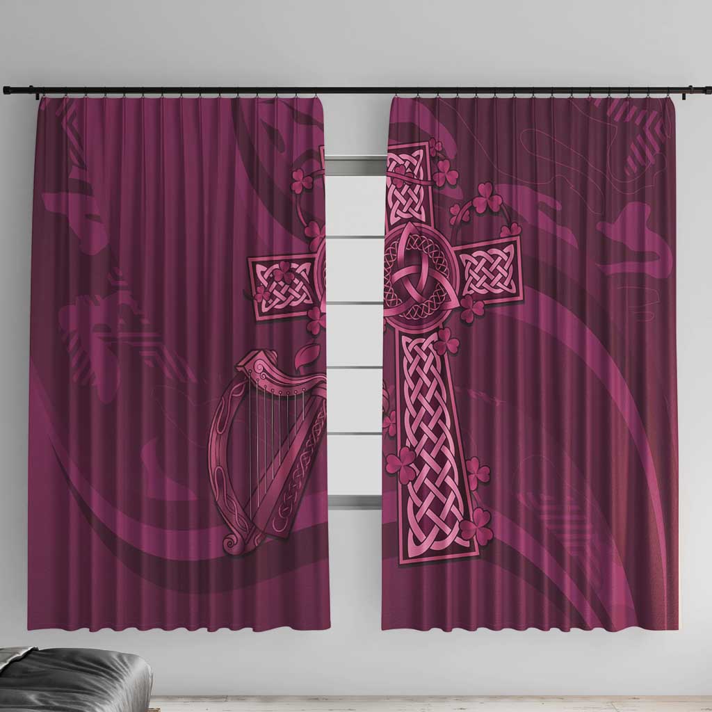 Ireland Rugby Window Curtain Maroon Celtic Knot Summer Paris 2024 - Wonder Print Shop