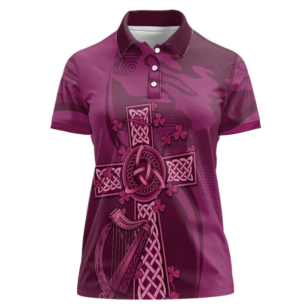 Ireland Rugby Women Polo Shirt Maroon Celtic Knot Summer Paris 2024 - Wonder Print Shop