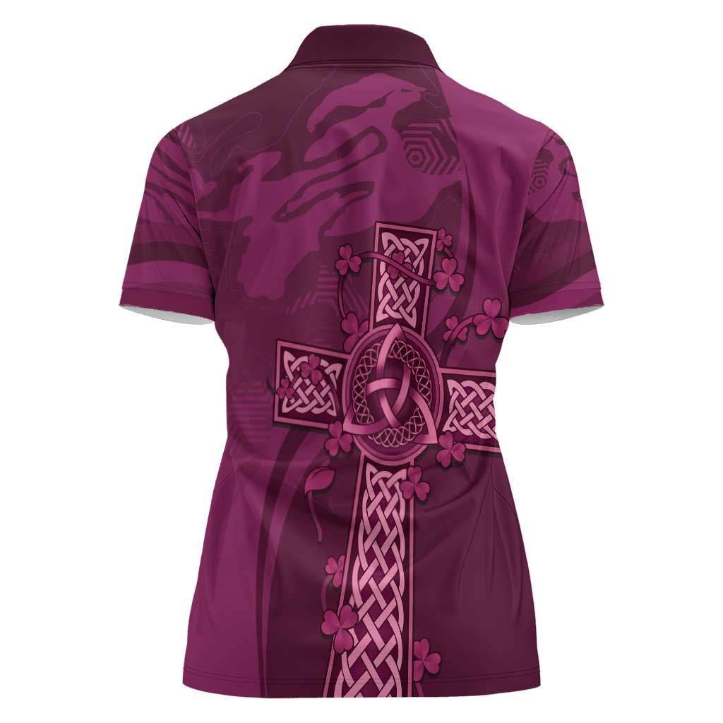 Ireland Rugby Women Polo Shirt Maroon Celtic Knot Summer Paris 2024 - Wonder Print Shop
